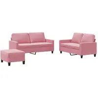 vidaXL Set divano 3 pezzi con cuscini in velluto rosa