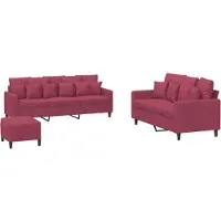 vidaXL Set di divani 3 pezzi con cuscini in velluto rosso vino