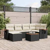 Prolenta Maison Exclusive - Set Divani da Giardino con Cuscini 7pz Nero Polyrattan