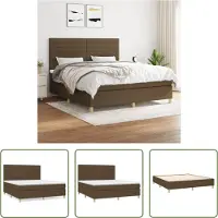 The Living Store Letto a molle con materasso marrone scuro 180x200 cm in tessuto