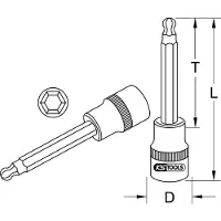 Ks Tools 1/2" Bit esagonale con testa sferica lungo 12 mm - 911.1662