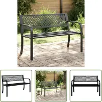 The Living Store Panca da giardino 119 cm in acciaio nero