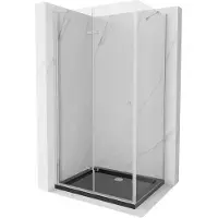 Mexen Lima cabina doccia pieghevole 120 x 80 cm, trasparente, cromo + piatto doccia Flat, nero - 856-120-080-01-00-4070