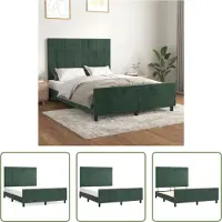 The Living Store Struttura letto con testiera in velluto verde scuro 140x200 cm
