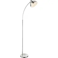 Globo Lighting lampada da terra in metallo nichel opaco, cromato, metallo nichel opaco, bianco, interruttore a pedale nel cavo, LxLxH: 500x230x1550mm, lunghezza cavo 1800mm, escl. 1x E27 40W 230V