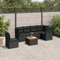 Prolenta Maison Exclusive - Set da giardino 7 pezzi con cuscini in polyrattan nero