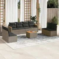 Prolenta Maison Exclusive - Set Divano da Giardino 9 pz con Cuscini Grigio in Polyrattan
