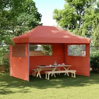 Prolenta Maison Exclusive - Tenda da festa pieghevole pop-up con 3 pannelli laterali, color terracotta