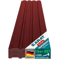 Floordirekt 15 pezzi lamiera trapezoidale 115x45 cm lamiera profilata SET incl. 100 viti 7,7 m² rosso