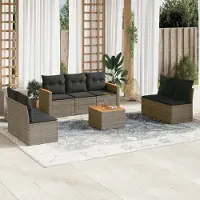 Prolenta Maison Exclusive - Set Divano da Giardino 8 pz con Cuscini Grigio in Polyrattan