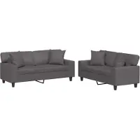 Syfax Set di Divani 2 pz con Cuscini Grigio in Pelle finta