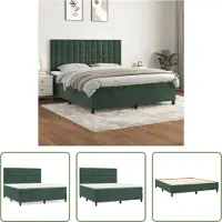 The Living Store Letto a molle con materasso verde scuro 180x200 cm in velluto