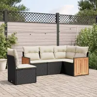 Prolenta Maison Exclusive - Set Divani da Giardino 5 pz con Cuscini in Polyrattan Nero