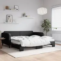Prolenta Maison Exclusive - Divano letto estraibile con materassi, nero, 100x200 cm, tessuto