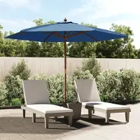 Prolenta Maison Exclusive - Ombrellone con palo in legno, colore azzurro, dimensioni 299x240 cm
