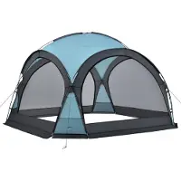 Pro-Tec Padiglione a cupola Tenda per eventi Grästorp con LED Tenda per feste incl. illuminazione con pannello solare Tendone impermeabile 3,45 x 3,45 x 2,47 m Azzurro