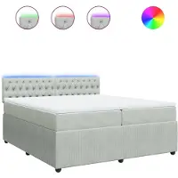 Syfax Giroletto a Molle con Materasso Grigio Chiaro 200x200cm Velluto