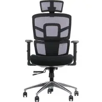 Stema Sedia da ufficio girevole ergonomica TREX, base in alluminio, braccioli regolabili, seduta scorrevole (avanti-indietro), nero