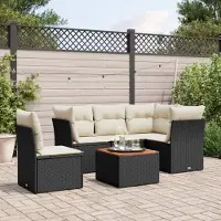 Prolenta Maison Exclusive - Set Divano da Giardino 6 pz con Cuscini Nero in Polyrattan
