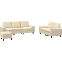 vidaXL Set divano 3 pezzi tessuto crema
