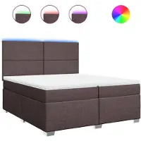 Syfax Giroletto a Molle con Materasso Marrone Scuro 200x200cm Tessuto