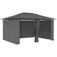 Syfax Gazebo da Giardino con Tende 4x3 m Antracite