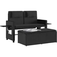 vidaXL Panchina da giardino regolabile con cuscini in Poly Rattan nero