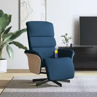 Prolenta Maison Exclusive - Poltrona massaggiante con poggiapiedi, rivestita in tessuto blu