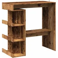 Syfax Tavolo Bar con Ripiani Legno Antico 100x50x101,5 cm Truciolato