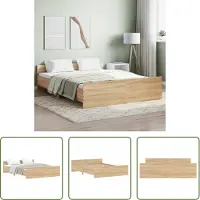 The Living Store Struttura letto con testiera e pediera in rovere Sonoma 160x200 cm