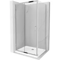 Mexen Apia cabina doccia scorrevole 120 x 100 cm, trasparente, cromo + piatto doccia Flat - 840-120-100-01-00-4010