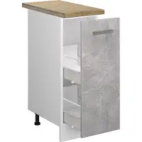 Vicco Armadio cucina dispensa alto R-Line Calcestruzzo 30 cm , PL Rovere, Model 46808