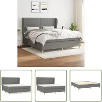 The Living Store Letto a molle con materasso grigio scuro 180x200 cm in tessuto