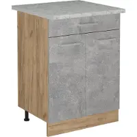 Vicco Mobiletto base per cucina R-Line Calcestruzzo 60 cm PL Marmo, Model 53554