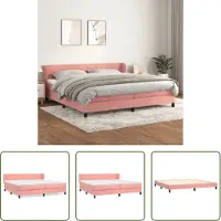 The Living Store Letto a molle con materasso Rosa 200x200 cm Velluto