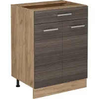 Vicco Mobiletto base per cucina R-Line Grigio nobile 60 cm con cassetto, senza piano di lavoro, Model 53792