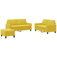 vidaXL Set divano 3 pezzi con cuscini in velluto giallo