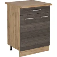 Vicco Mobiletto base per cucina R-Line Grigio nobile 60 cm con cassetto, PL Rovere, Model 53316