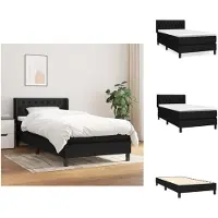vidaXL Letto a molle con materasso nero 90x190 cm in tessuto - Letti e strutture letto