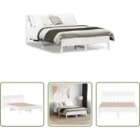 The Living Store Letto in legno massiccio senza materasso bianco 120x190 cm in legno di pino