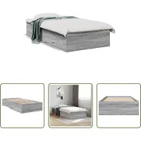The Living Store Struttura letto con cassetti grigio Sonoma 90x200 cm materiale legno
