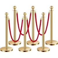 OEM VEVOR barriera a palo (6 pezzi) per il controllo della folla (lunghezza 1,5 m), palo barriera in acciaio inox con base ricaricabile per esposizioni Golden