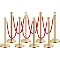 OEM Pilastri barriera VEVOR (8 pezzi) (lunghezza 1,5 m), pilastri barriera in acciaio inox con base ricaricabile, per esposizioni, oro