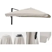 Mendler Copertura di ricambio per ombrellone da giardino HWC-A96, con falda, copertura per ombrellone, 3,5x3,5m (diametro 4,95m), in poliestere, colore crema-grigio