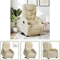 The Living Store Poltrona relax con supporto elettrico in tessuto crema