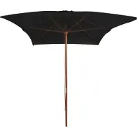 Syfax Ombrellone da Giardino con Palo in Legno Nero 200x300 cm