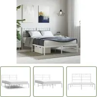 The Living Store Struttura letto con testiera in metallo bianco 140x190 cm