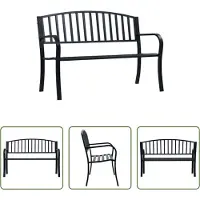 The Living Store panchina da giardino nera 120 cm in acciaio