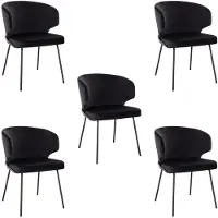 HOME DELUXE - Sedia imbottita AMARA- 5 pezzi, colore: nero velluto - imbottitura morbida, carico massimo 120 kg I Sedia da cucina Sedie da pranzo Sedie da sala da pranzo