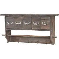 Generique Appendiabiti HWC-C49, appendiabiti da parete, vintage con 5 cassetti 32x65x13cm ~ marrone